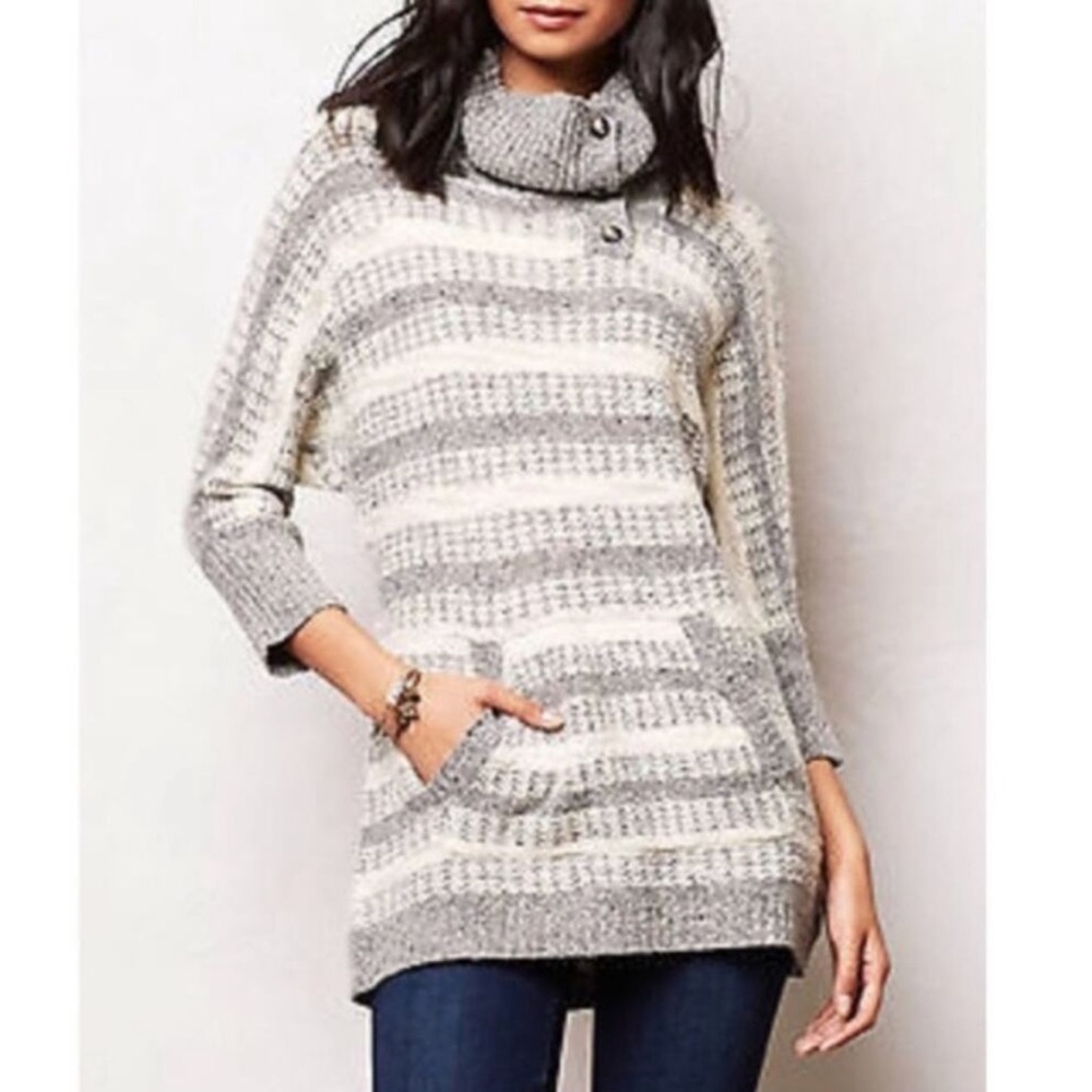 Change of the Moon Glissando Sweater Gray & Ivory Tunic
